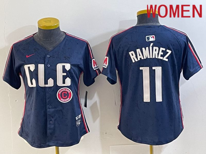 Women Cleveland Indians #11 Ramirez Blue City Edition Nike 2024 MLB Jersey style 5